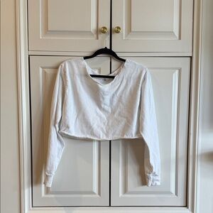 Brandy Melville White Long Sleeve Crop Top